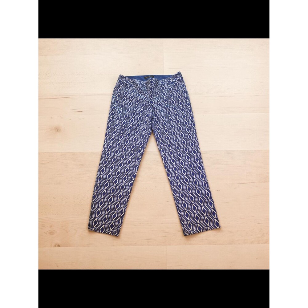 The Limited 'Drew Fit' Blue & White Geometric Stretch Ankle Pants